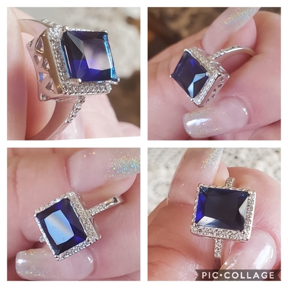 Genuine 5ct Blue Sapphire Ring Size 8 - Picture 5 of 8